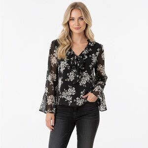 Victorias Secret size small black floral slightly sheer boho top